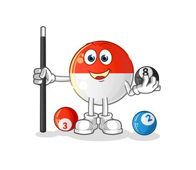 indonesian flag plays billiard character. cartoon mascot vector