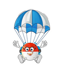 indonesian flag skydiving character. cartoon mascot vector