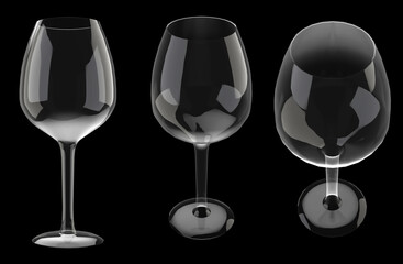 Glass wine cup isolated 3d image illustration