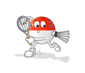 indonesian flag playing badminton illustration. character vector