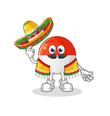 indonesian flag Mexican culture and flag. cartoon mascot vector