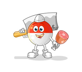 indonesian flag Butcher illustration. character vector