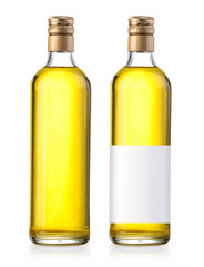 Olive oil bottle on white