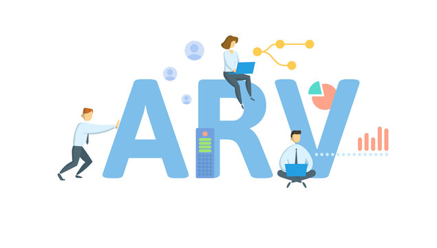 ARV, After-Repaired Value. Concept with keyword, people and icons. Flat vector illustration. Isolated on white.