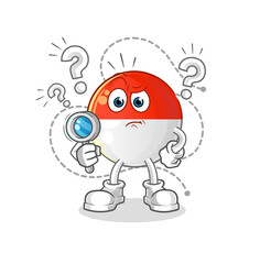 indonesian flag searching illustration. character vector