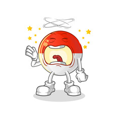 Obraz premium indonesian flag yawn character. cartoon mascot vector