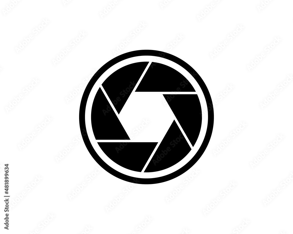 Poster camera shutter icon in black solid flat design icon isolated on white background