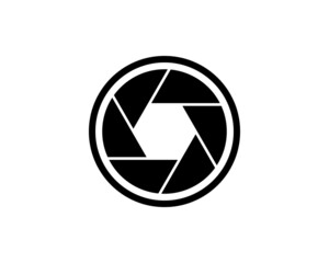 Camera shutter icon in black solid flat design icon isolated on white background