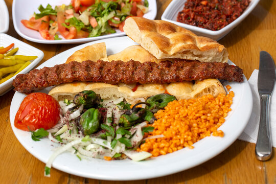 Traditional delicious Turkish foods; Adana kebab