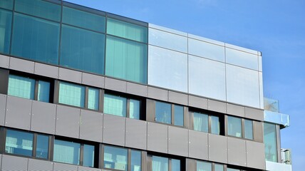 Facade of a modern apartment condominium in a sunny day