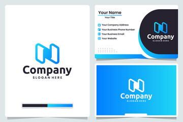 letter n,technology, logo design and business card