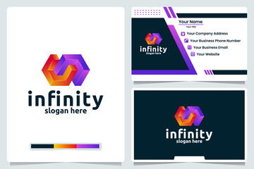 square infinity , color gradient,logo design and business card
