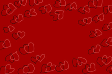 Romantic frame for Valentines day. Cute heart shape made of little hearts. Bright red color to illustrate love