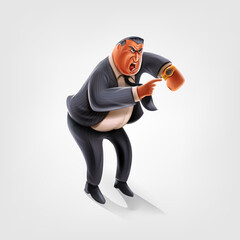angry businessman demands punctuality in working hours time is money