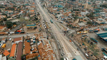 Fototapeta na wymiar Aerial view of the industrial area in Dar es Salaam