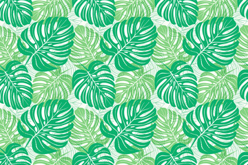 seamless background with leaves, green pattern 