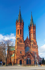 Fototapeta na wymiar Scenic view of Gothic Revival Church of the Holy Family in Tarnow, Poland