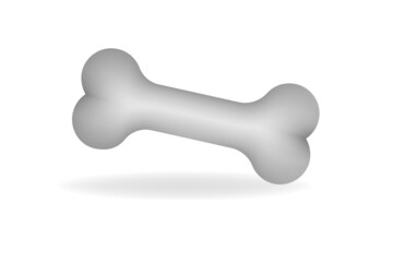 Dog Bone cartoon 3d design in gray. Vector illustration isolated on white background