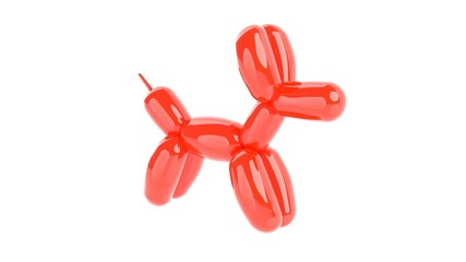 red dog ballon 3d representation, shiny childhood toy that can represent a birthday, happiness or creativity