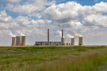 Fototapeta na wymiar Coal Power plant close the the town of Sasolburg in the Freestate province of South Africa