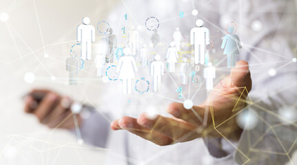 Global network. Blockchain. 3D illustration. Neural networks and artificial intelligence. Abstract