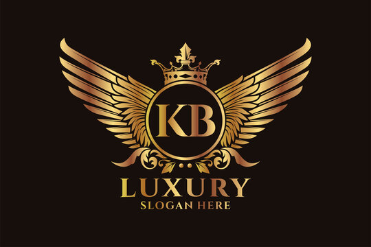 Luxury royal wing Letter KB crest Gold color Logo vector, Victory logo, crest logo, wing logo, vector logo template.