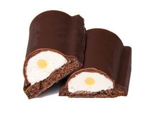 Glazed curd cream banana sweet isolated on the white background