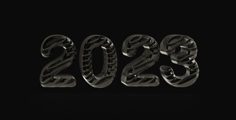 year 2023. 3D illustration numbers isolated white background