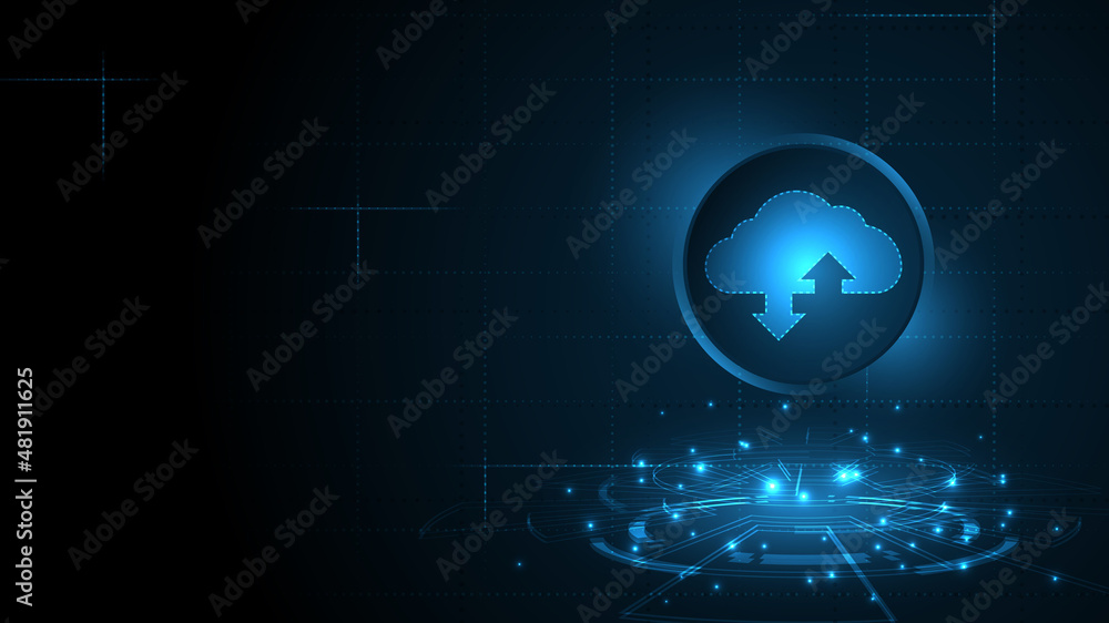 Wall mural cloud computing storage technology background digital data services innovation concept