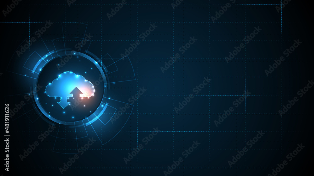 Wall mural cloud computing storage technology background digital data services innovation concept