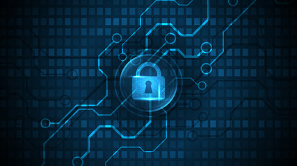 Padlock Security cyber digital concept Abstract technology background protect system innovation vector illustration