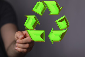 3d rendering of green recycle icon