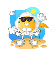 sunny side up sunbathing in summer. character vector