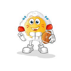 Obraz premium sunny side up playing rugby character. cartoon mascot vector
