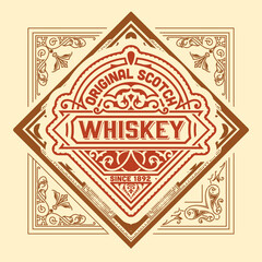 Whiskey label with old frames