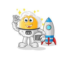 Fototapeta premium sunny side up astronaut waving character. cartoon mascot vector