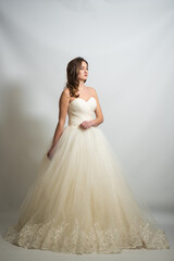 Fototapeta premium Beauty young bride white wedding dress