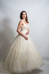 Fototapeta na wymiar Beauty young bride white wedding dress