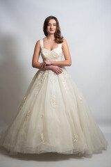 Beauty young bride white wedding dress