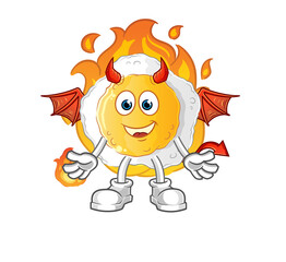 sunny side up demon with wings character. cartoon mascot vector