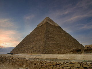 Fototapeta na wymiar The iconic Pyramids at Giza just outside Cairo in Egypt