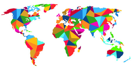 Fototapeta na wymiar Sustainable Development Goals, Agenda 2030. World map polygon design in SDG colors. Vector illustration EPS 10, editable with transparent background