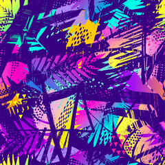 Fashion tropics funny wallpapers. Seamless pattern with leaf on white background. © artlavi_design