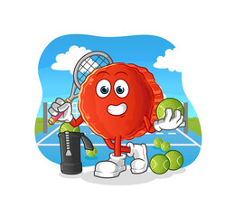 bottle cap plays tennis illustration. character vector