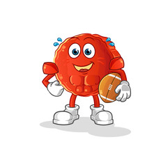 bottle cap playing rugby character. cartoon mascot vector