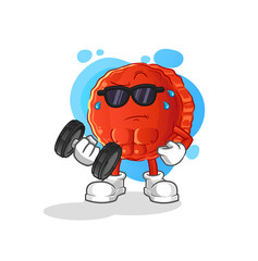 bottle cap lifting dumbbell vector. cartoon character