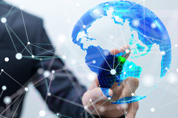 Global network. Blockchain. 3D illustration. Neural networks and artificial intelligence. Abstract