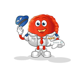 bottle cap pilot mascot. cartoon vector