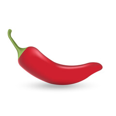 Red hot natural chili pepper under realistic painting with shadow vector illustration. Design for food, culinary products, packaging of spices and seasonings, recipe website design, cookbook.