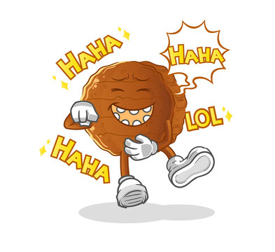 burger meat Laugh Out Loud character. cartoon mascot vector